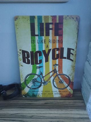 Cartel Metálico Life is Like Riding a Bicycle