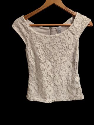 Blusa H&M Encaje Blanca Talla XS