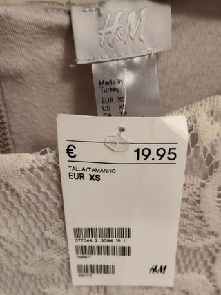 Blusa H&M Encaje Blanca Talla XS