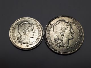Pareja 1 y 2 Pesetas Euskadi 1937 Guerra Civil