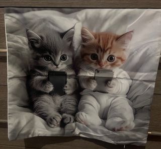 Federa cuscino 45x45 gatti con smartphone