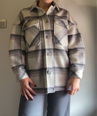 Chaqueta larga cuadros