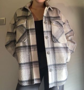 Chaqueta larga cuadros