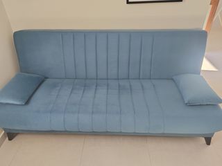 Divano contenitore blu in tessuto