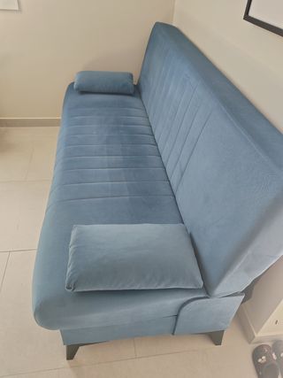 Divano contenitore blu in tessuto