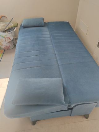 Divano contenitore blu in tessuto