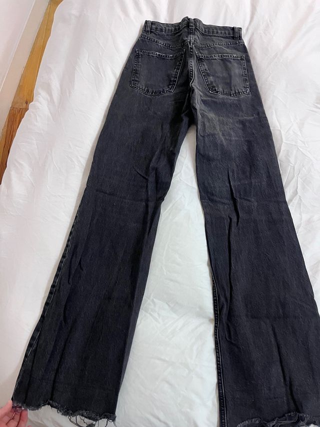 Vaqueros Zara Wide Leg Tiro Alto Negros T.34