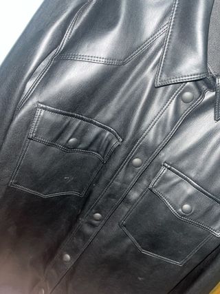 Chaqueta Zara Cuero Negra Larga