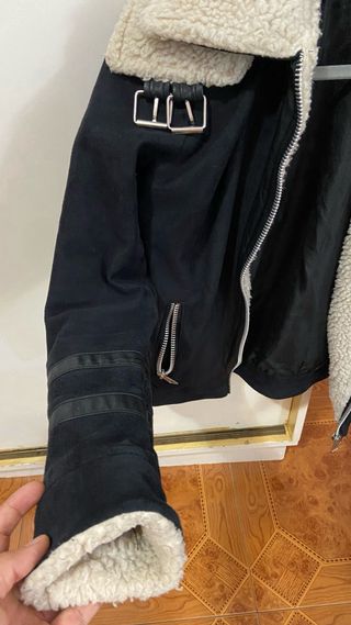 Cazadora Negra con Borrego Talla S