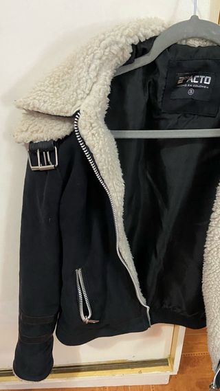 Cazadora Negra con Borrego Talla S