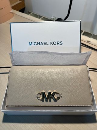 Cartera Michael Kors Beige y Dorada Nueva