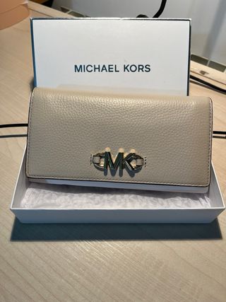 Cartera Michael Kors Beige y Dorada Nueva