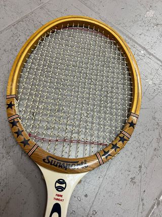 Raqueta Tenis Vintage Sunsport madera y fibra.