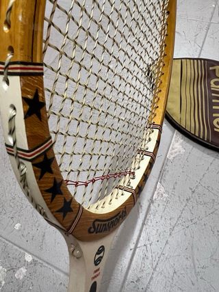 Raqueta Tenis Vintage Sunsport madera y fibra.
