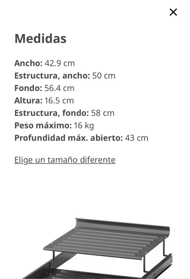 Zapatero extraíble Ikea gris metal