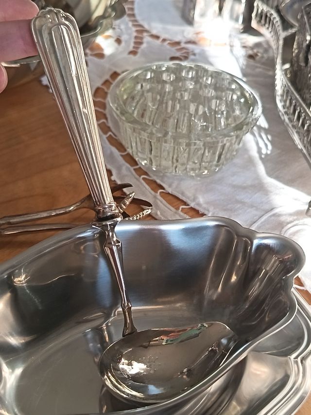 Antico Cucchiaio per salsiera in lamina arg. 800