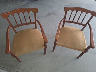 Coppia Sedie Vintage Tessuto e Legno