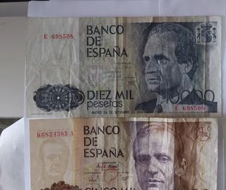 Lote 6 Billetes Pesetas Originales Año 1980.