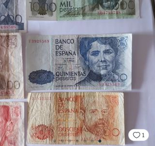 Lote 6 Billetes Pesetas Originales Año 1980.