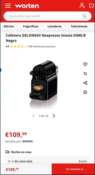 Cafetera Nespresso Inissia (NUEVA)