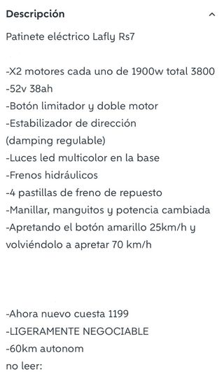 Patinete Eléctrico Lafly RS7