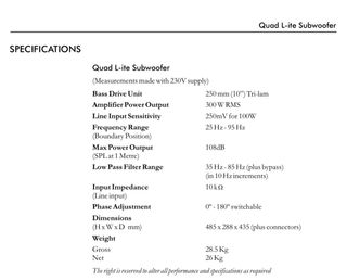Subwoofer Quad L-ITE cerezo - 300W