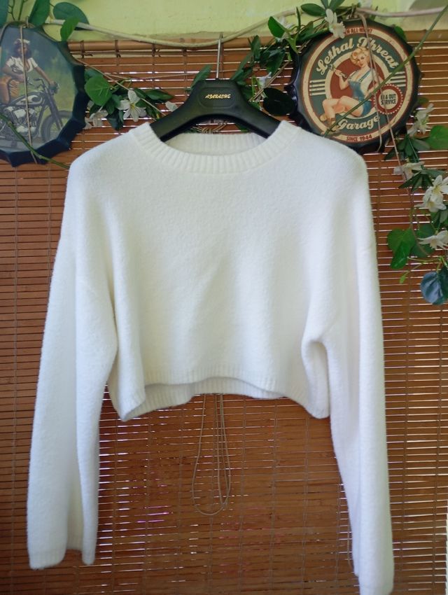 Jersey lana blanco talla única