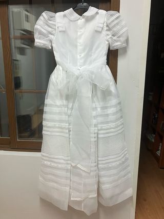 Vestido blanco comunión organza lazo