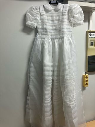 Vestido blanco comunión organza lazo
