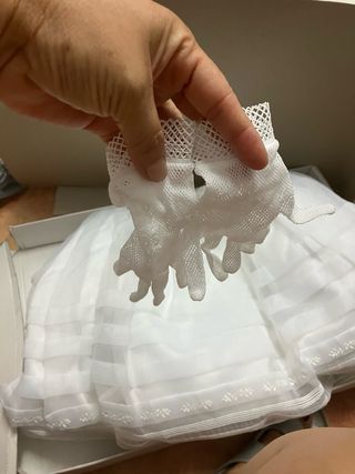 Vestido blanco comunión organza lazo
