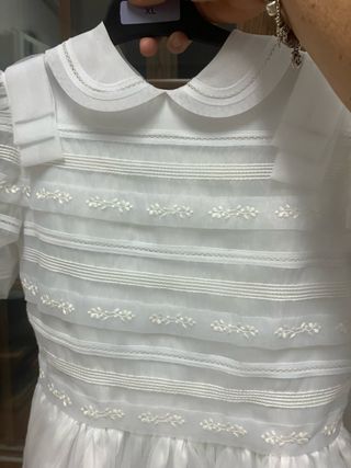 Vestido blanco comunión organza lazo