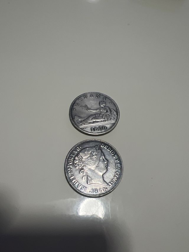 Monedas antiguas España 1870 y 1860