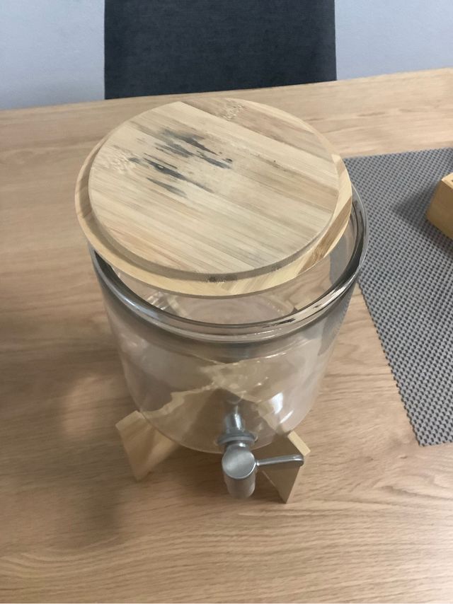 Dispensador Vidrio Bambú 4L con Grifo