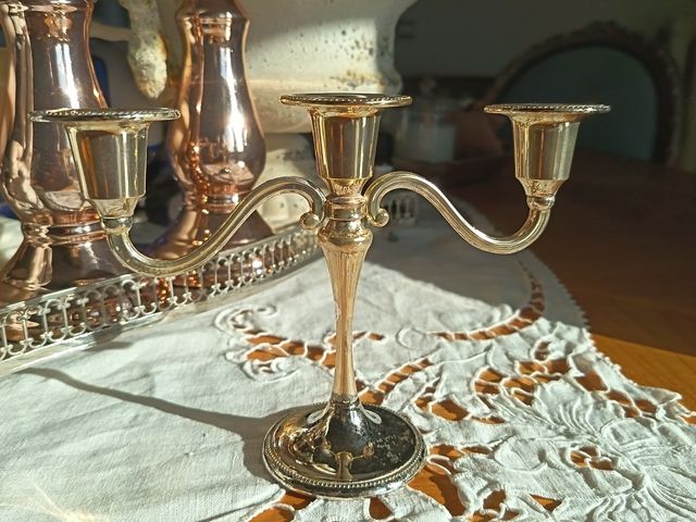 Candelabro portacandele 3 bracci in silver plated