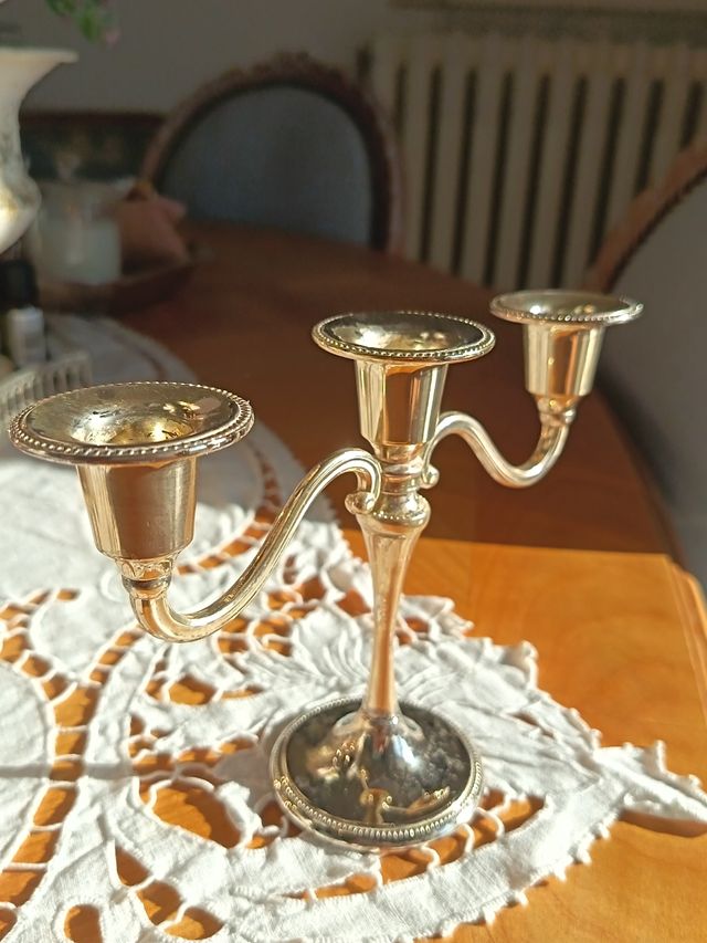 Candelabro portacandele 3 bracci in silver plated