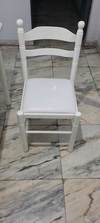 Mesa de madera maciza blanca con cajón, extensible