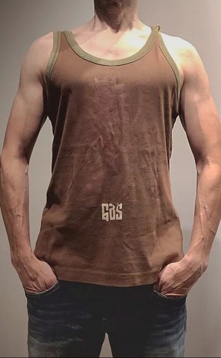 Camiseta Gas tirantes marrón y verde M