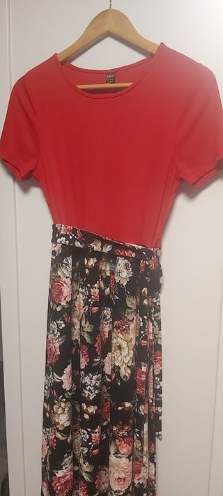 Vestido Rojo con Estampado Floral Shein