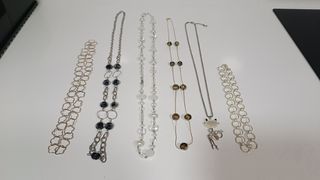Lote 6 collares mujer plata y multicolor