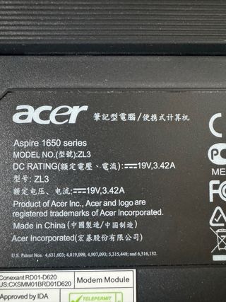 Portátil Acer Aspire 1654WLMi