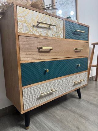 Mueble Casika 5 cajones madera y metal