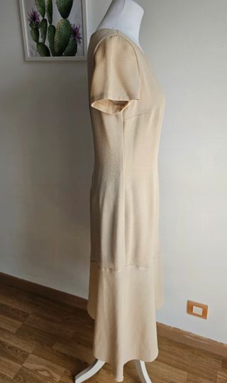 Conjunto falda y camisa beige mujer