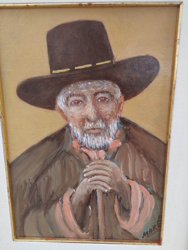 Quadro a olio con uomo anziano