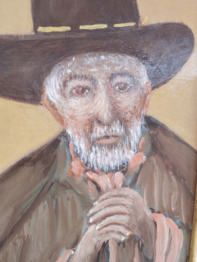 Quadro a olio con uomo anziano