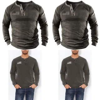 Camisa Henley manga larga hombre gris