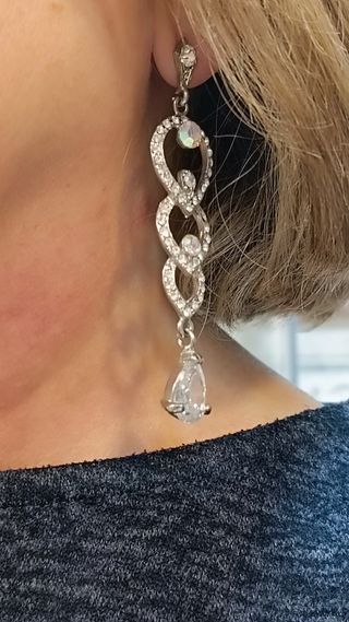 Pendientes largos plata con cristales