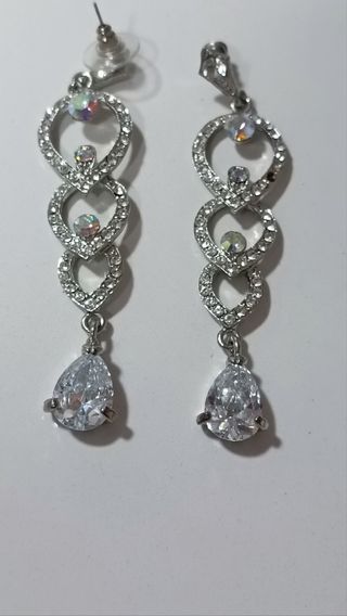 Pendientes largos plata con cristales