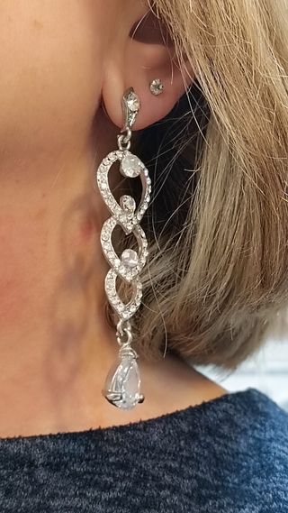 Pendientes largos plata con cristales