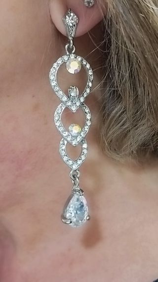 Pendientes largos plata con cristales