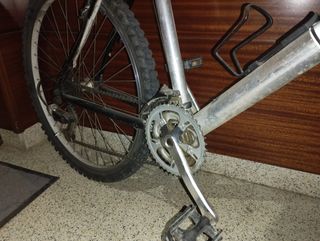 Bicicleta de montaña plateada